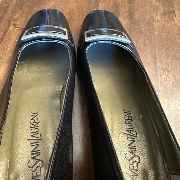 Vtg Yves Saint Laurent Brown Shine Pumps Buckle Leather Size 10 *READ* - Picture 11 of 12